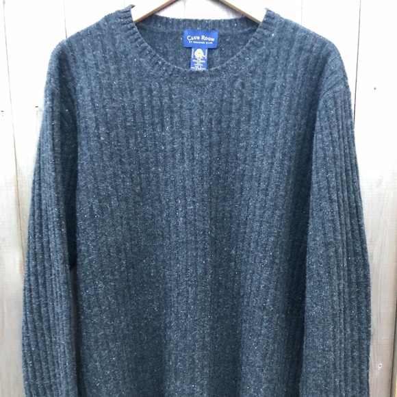 Club Room Charter Club Men’s 100% Lambswool Crewneck Sweater NWT Large Gray - Picture 3 of 5